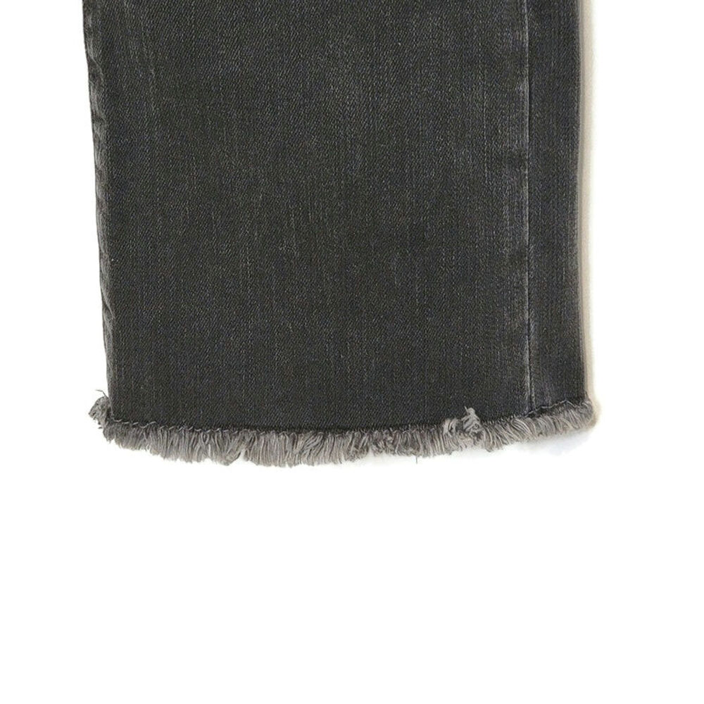 Free People Straight Leg Jeans Mid Rise Raw Hem Ankle Crop Black Gray 27 - Picture 6 of 16